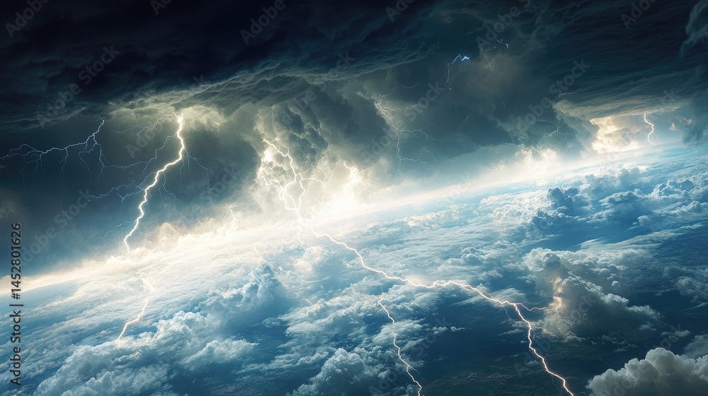 A vast thunderstorm stretching across a flat plain