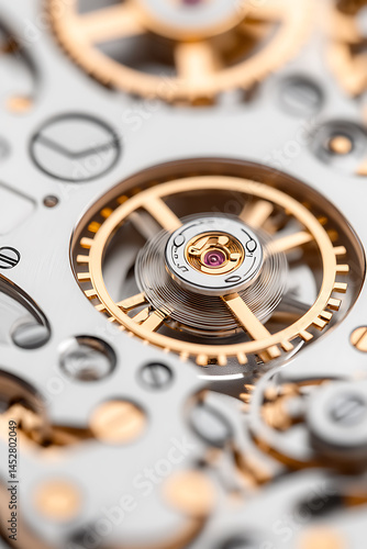Wallpaper Mural Clockwork Precision: A macro shot reveals intricate gears, showcasing timeless design. Gold and silver contrast in motion. Mechanical art at its finest. Torontodigital.ca