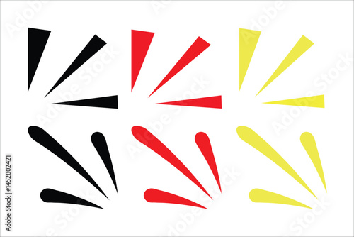 Vector Emphasis Lines Burst Graphic Set (Black, Red, Yellow)