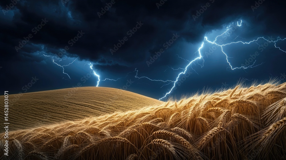 A wheatfield isolated on a rolling hill