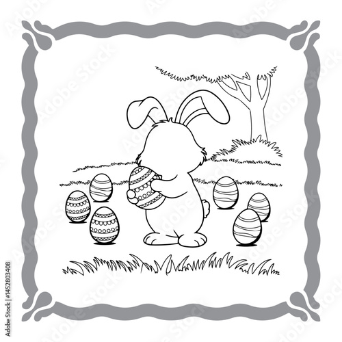 Traditional Easter Bunny in Spring Landscape