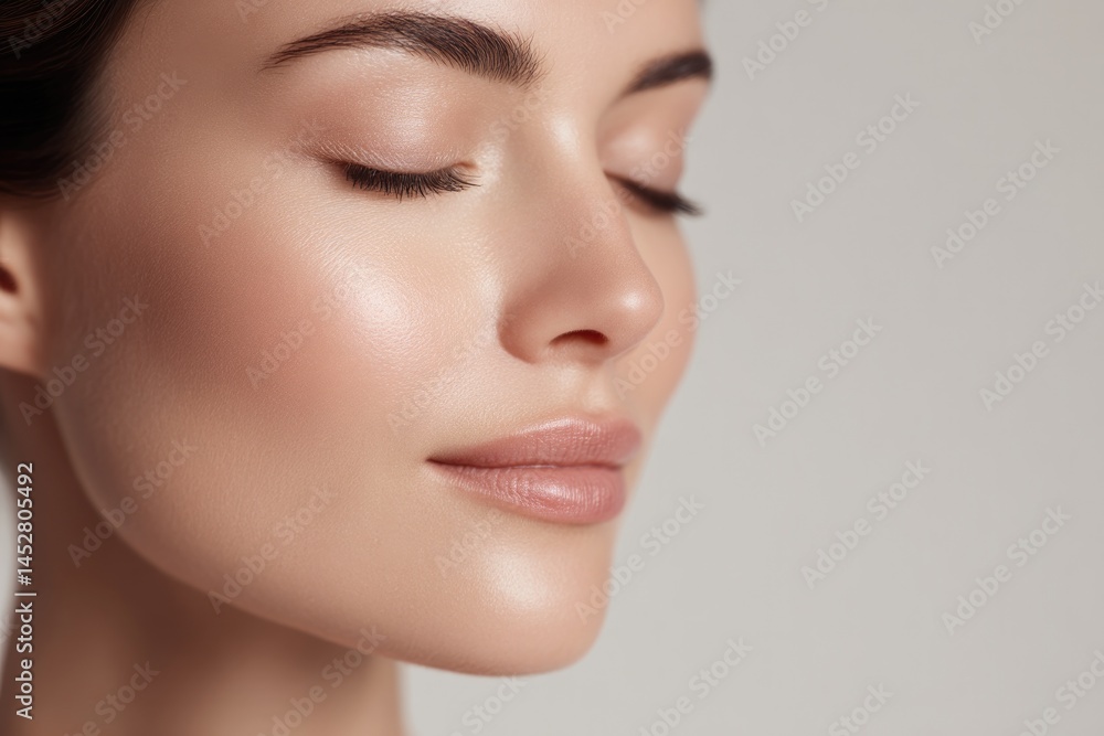 close-up of model with perfect makeup emphasizing flawless skin close-up of model with perfect makeup emphasizing flawless skin