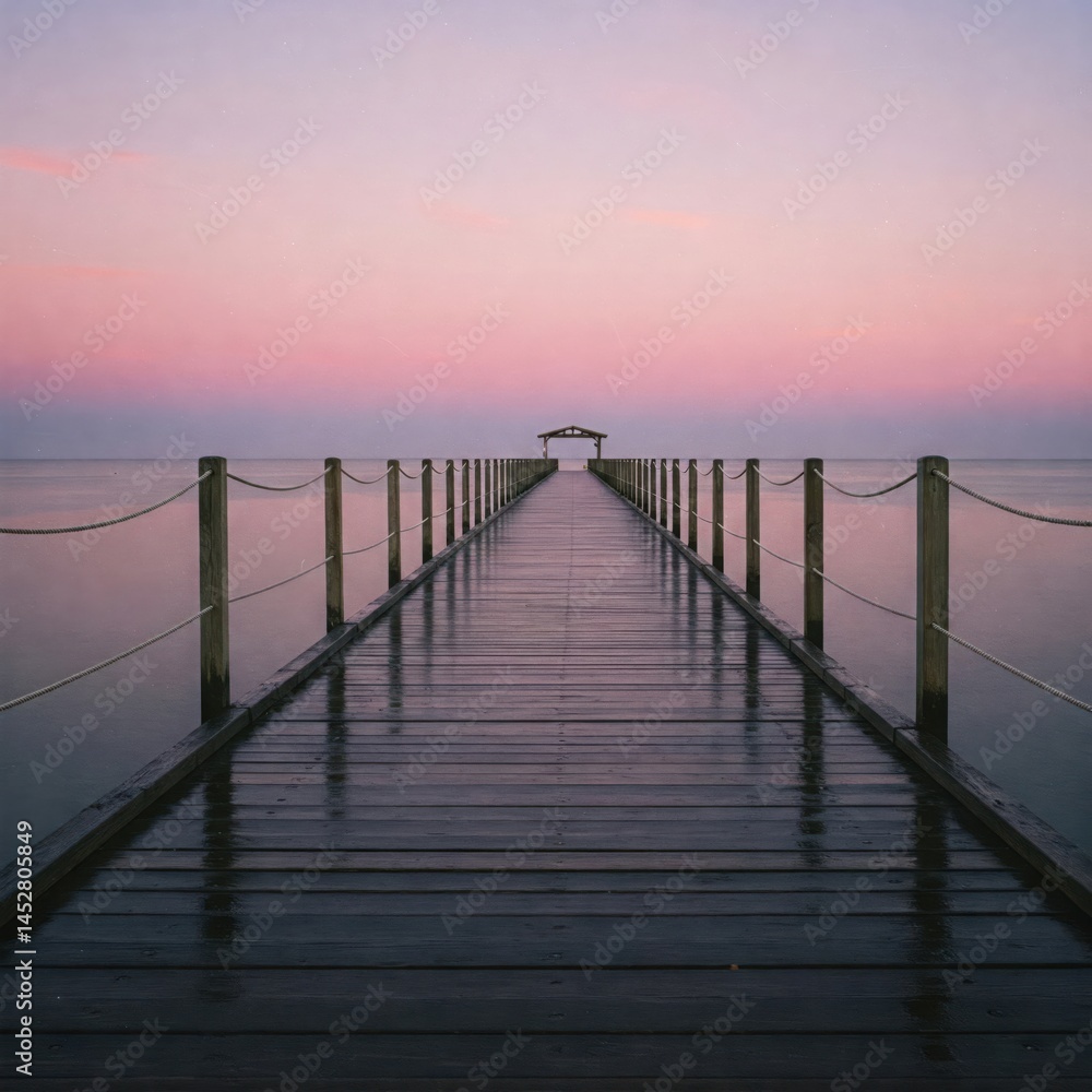 Fototapeta premium Long Jetty Under Evening Glow