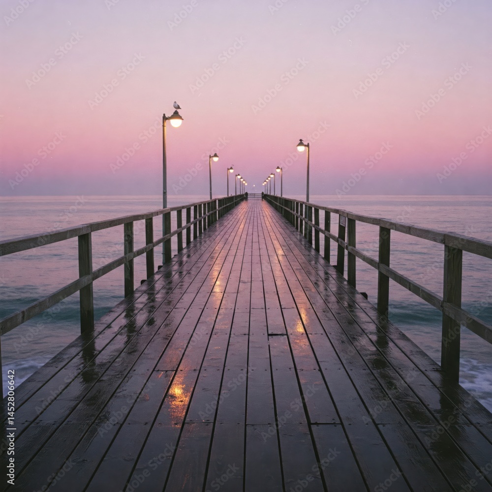 Fototapeta premium Purple And Pink Sky Over Quiet Lake