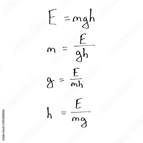 Physics formulas for gravitational potential energy written  