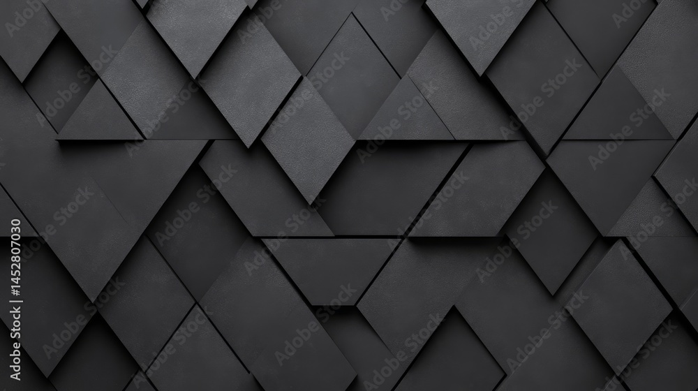 Fototapeta premium Abstract Dark Grey Geometric Pattern - Stylish dark grey geometric background texture with triangles and diamonds. Perfect for modern designs