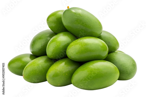 Wallpaper Mural Fresh green mangoes arranged in a heap isolated on black background Torontodigital.ca