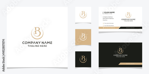 initial letter B luxury logo design, typography text serif icon template business card