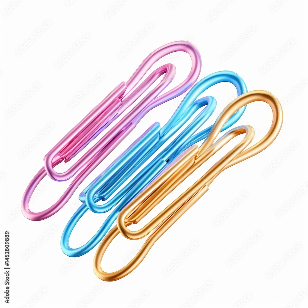 Obraz premium Multicolored paperclips arranged in a 3D presentation.