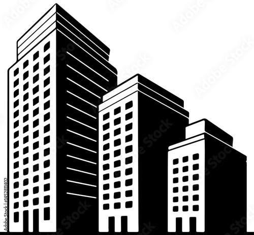 Three High-Rise Office or Residential Buildings in Cityscape – Modern Urban Architecture, Real Estate, Skyscraper Skyline, Infrastructure Growth, Property Development