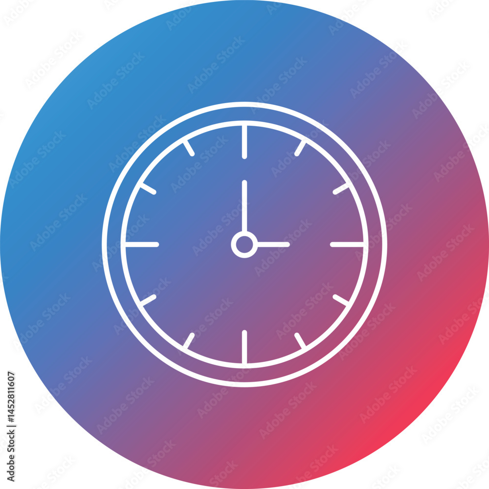 Clock Line Gradient Circle Background Icon Clock Line Gradient Circle Background Icon