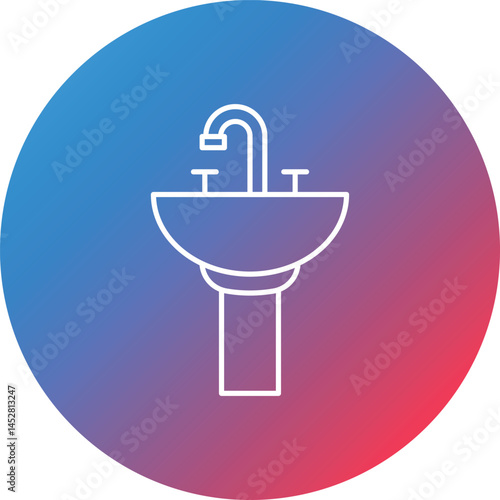 Sink Line Gradient Circle Background Icon