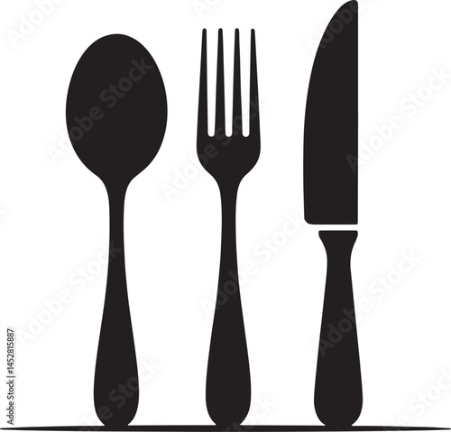 Dining silverware flat icon with spoon, knife and fork