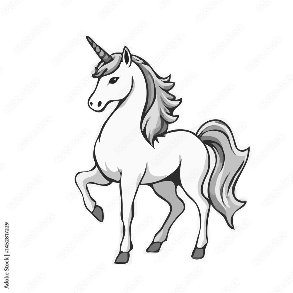 Obraz premium Iconical Grayscale Unicorn Design