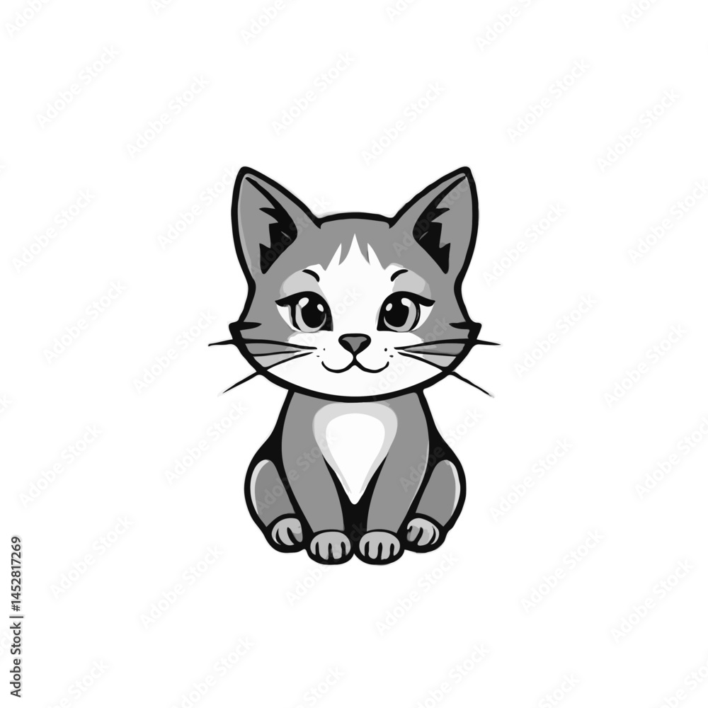 Grayscale Cat Illustration Grayscale Cat Illustration