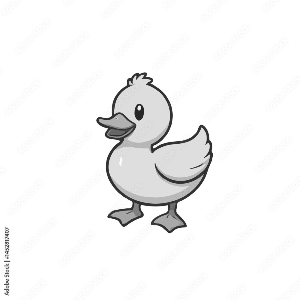 Cute Little Contoured Grayscale Duck Cute Little Contoured Grayscale Duck