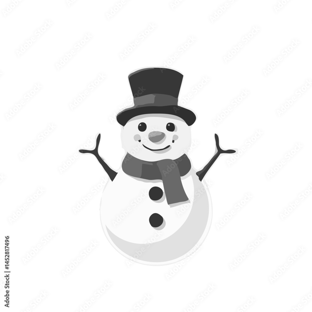 Cute Grayscale Snowman Design Cute Grayscale Snowman Design