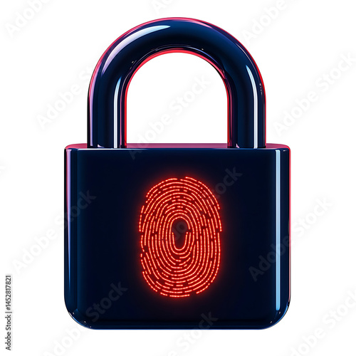 Wallpaper Mural A dark blue padlock with a red fingerprint icon represents digital security and biometric authentication isolated on transparent background Torontodigital.ca
