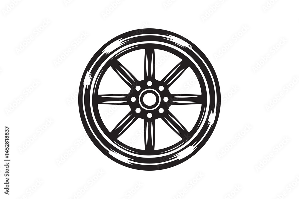 Fototapeta premium Wheel silhouette art vector on white background