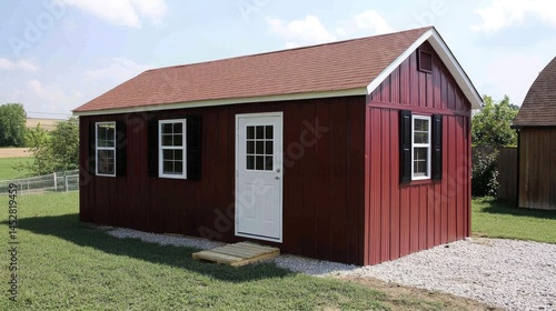 Rustic Red Shed with Countryside Storage, and Wooden Exterior.