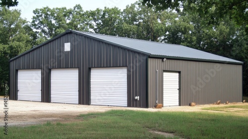 Rural Metal Garage  Three Bay Storage Building.