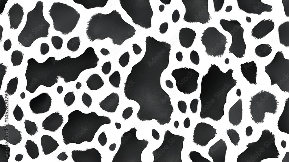 Seamless Cow Print Pattern in Black and White Seamless Cow Print Pattern in Black and White