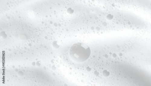Close-Up of White Cleanser Foam – Soap and Shampoo Bubbles for Skin Care