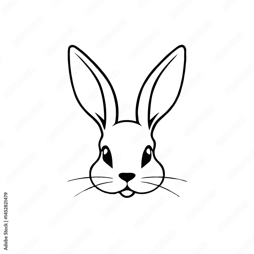 Obraz premium Simple Black & White Rabbit Icon Design