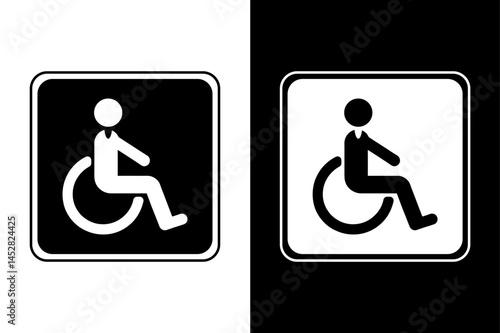 Accessibility Ramp Vector Icons Black and White Silhouette Collection.