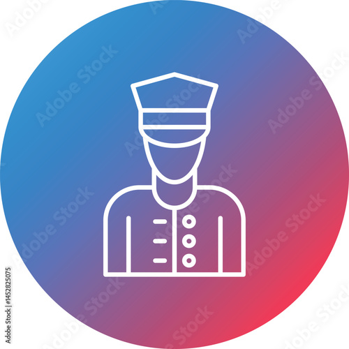Doorman Line Gradient Circle Background Icon