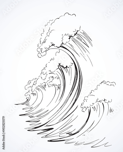 A big wave. Vector tsunami drawing