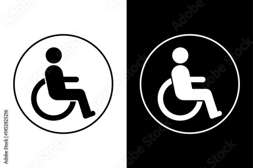 Wheelchair Ramp Vector Icons Silhouettes on Black and White Backgrounds.