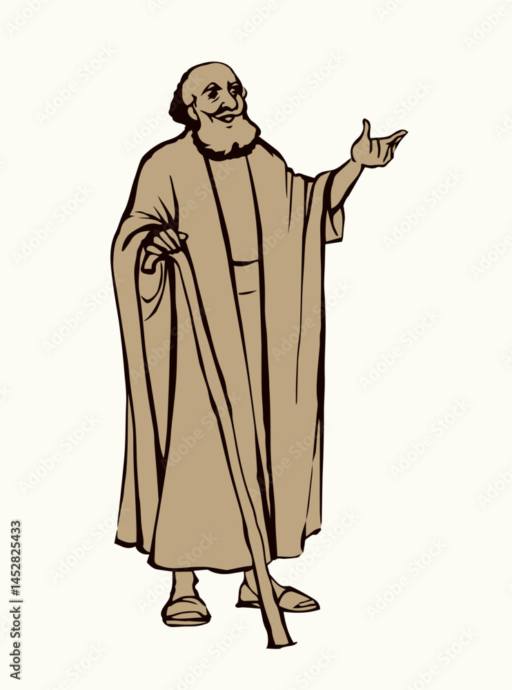 Naklejka premium Ancient Jewish preacher. Vector drawing