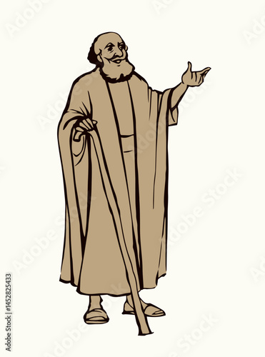 Ancient Jewish preacher. Vector drawing
