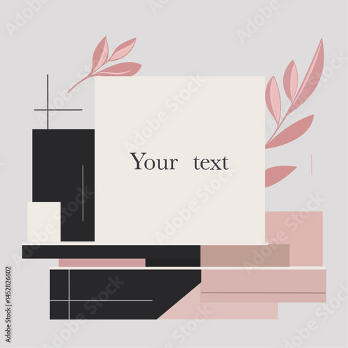 Text Hintergrund Business Visitenkarte Blumen floral grau rosa