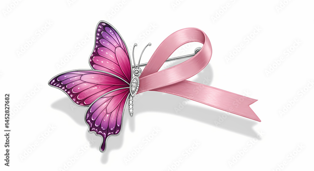 Pink Ribbon and Butterfly: A Symbol of Breast Cancer Awareness Pink Ribbon and Butterfly: A Symbol of Breast Cancer Awareness