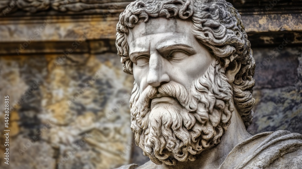 Majestic Roman Bust Ancient History Sculpture Detail. Majestic Roman Bust Ancient History Sculpture Detail.