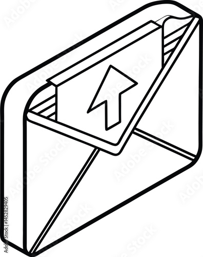 Outline Illustration Of Envelope With Arrow Signifying Sending And Receiving Messages