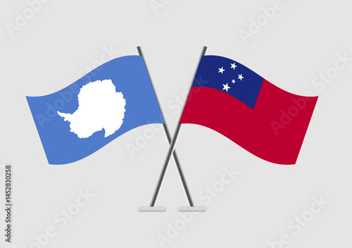 Antarctica and Samoa vector flags image with symmetry and wave