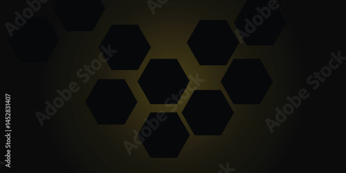 Abstract gold luxury line on black hexagon on  premium gradient background 