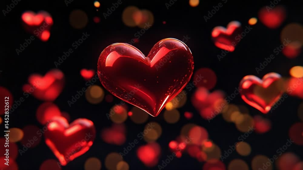 Red Hearts Floating in Darkness: A Valentine's Day Celebration Red Hearts Floating in Darkness: A Valentine's Day Celebration