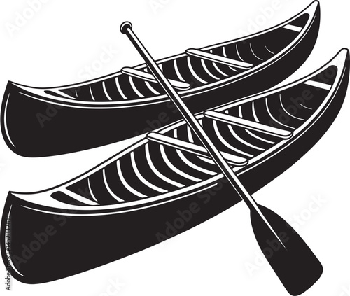 Canoes With Paddle Illustration Design Elements