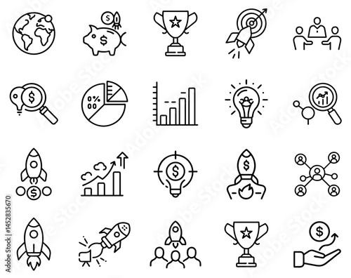 Essential Startups Outline Line Icons Set for Modern Business Needs
