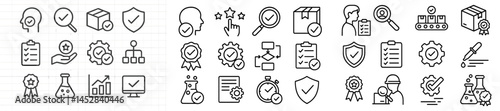 Visual representation of various quality assurance and control icons for process management and evaluation