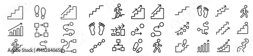 Different representations of steps and movement in minimalistic design styles for various applications