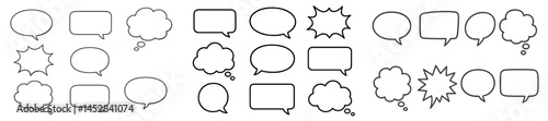 Variety of speech and thought bubbles in different shapes and sizes for creative expressions and designs