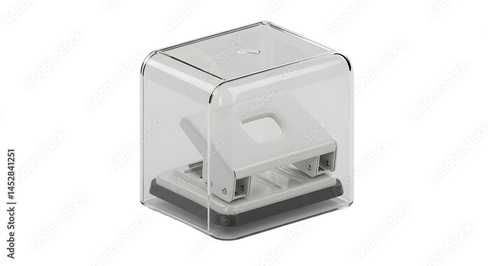 White hole punch in transparent cube White hole punch in transparent cube