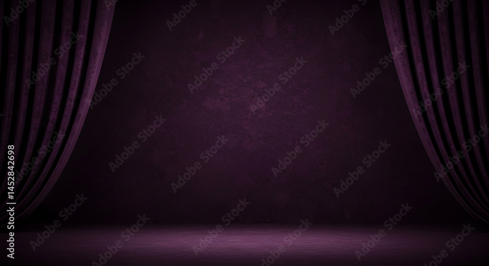 Elegant Purple Backdrop with Draped Curtains for Stage Presentations