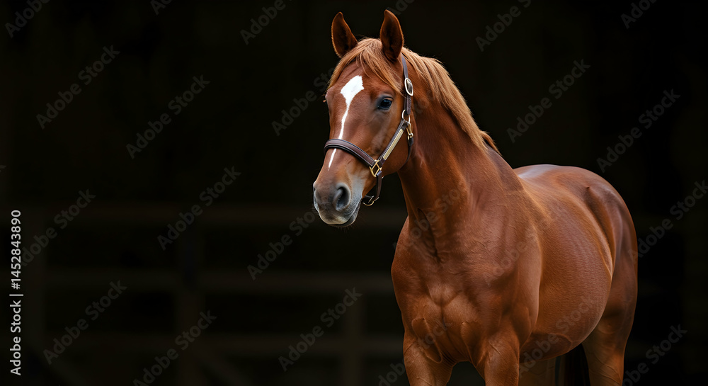 Obraz premium Stunning Chestnut Horse in Soft Light with An Elegant Pose