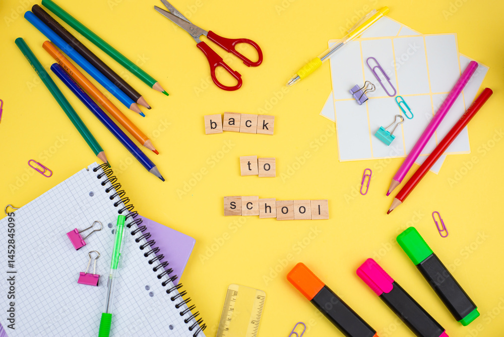 Back to School Essentials Colorful Stationery Items and Various Supplies You Need Back to School Essentials Colorful Stationery Items and Various Supplies You Need